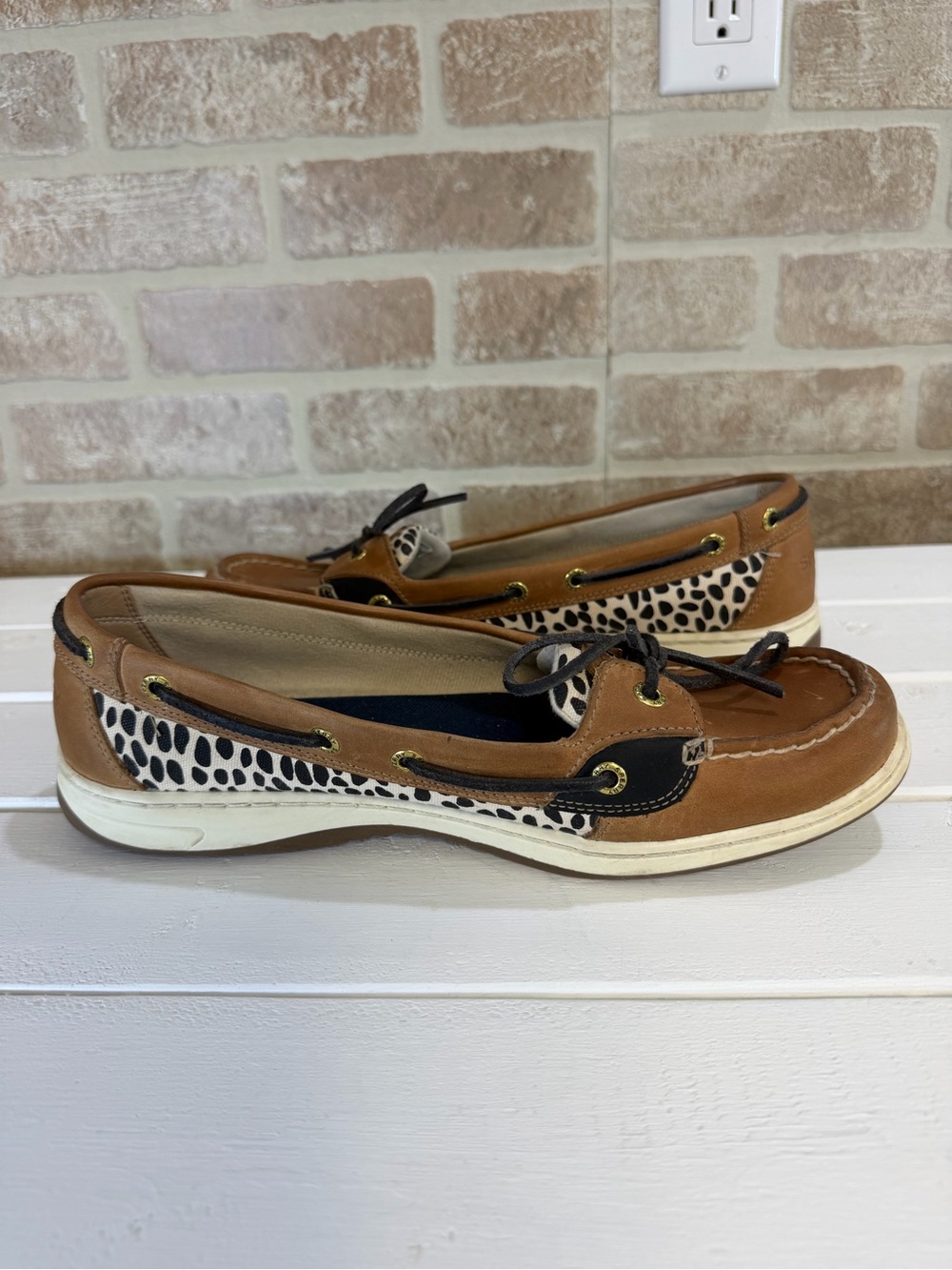 Sperry Authentic Original Leather Boat Shoes Cheetah Print Memory Foam Womens 11 - Picture 6 of 10